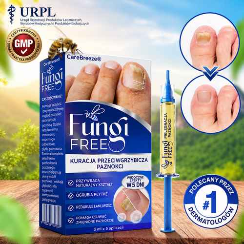 🇪🇺 Certyfikowany w UE 👩‍🔬 CareBreeze® Fungi Free – Intensywna Kuracja do Paznokci na Bazie Jadu Pszczelego 🥉