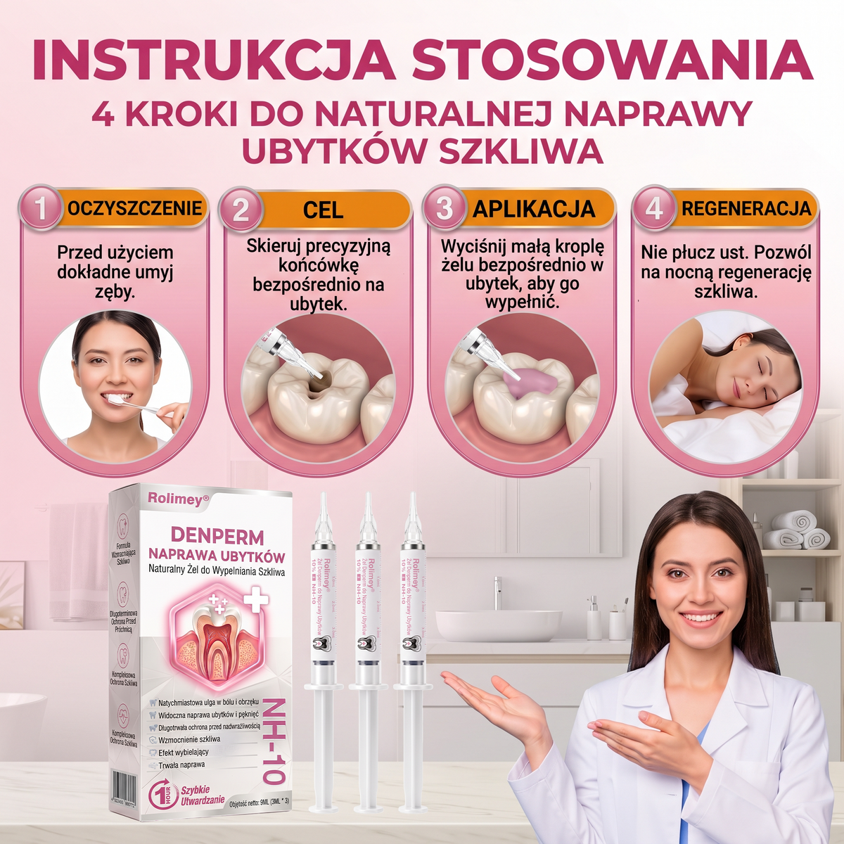 Rolimey® DenPerm – Naturalny żel wypełniający szkliwo do leczenia ubytków próchnicowych🌟