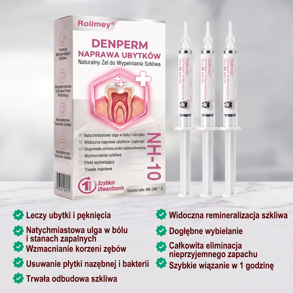 Rolimey® DenPerm – Naturalny żel wypełniający szkliwo do leczenia ubytków próchnicowych🌟