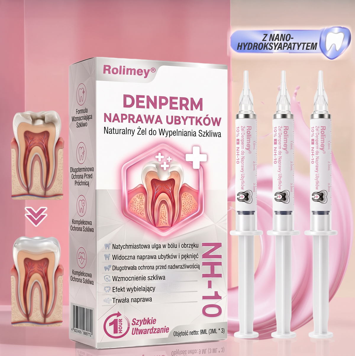 Rolimey® DenPerm – Naturalny żel wypełniający szkliwo do leczenia ubytków próchnicowych🌟