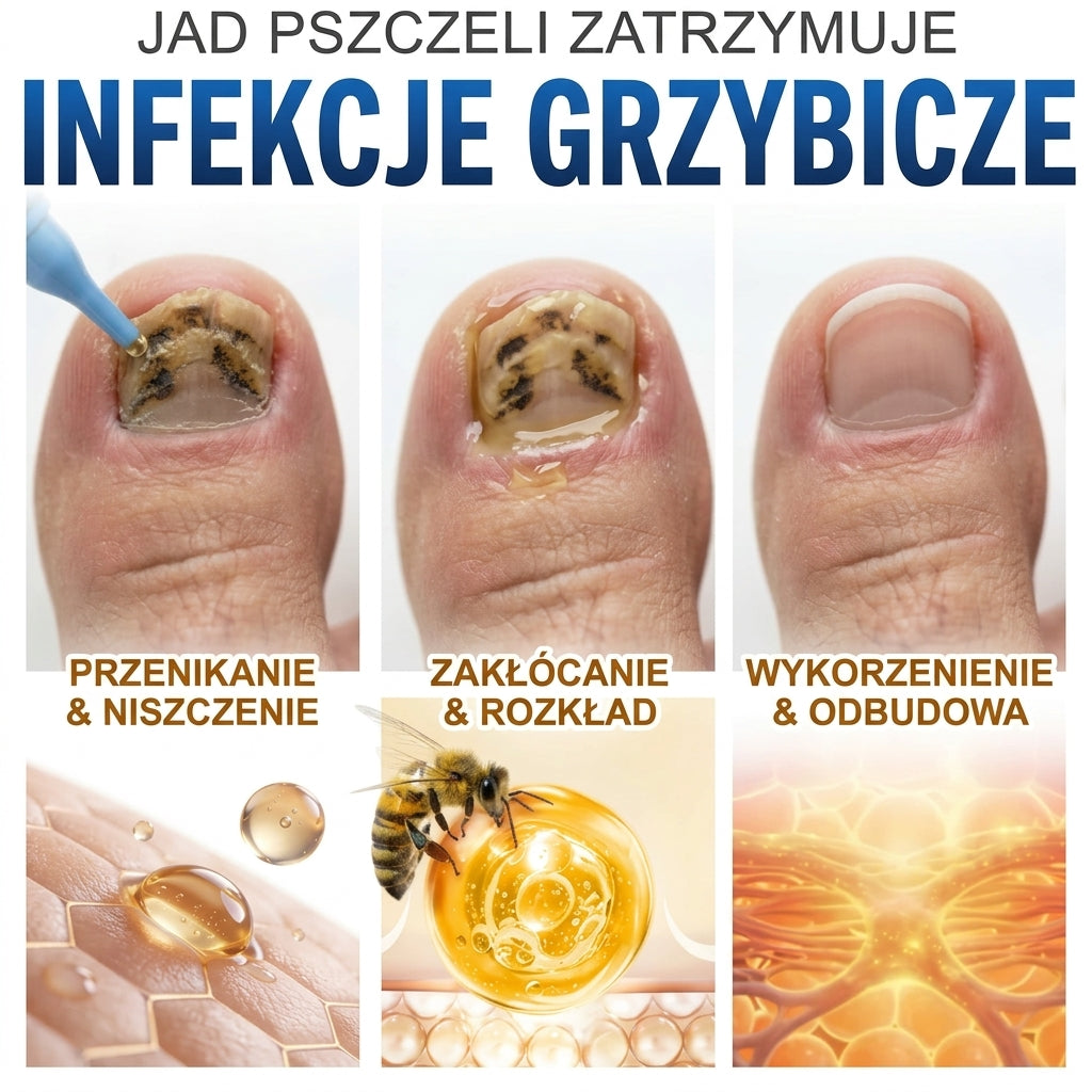 🇪🇺 Certyfikowany w UE 👩‍🔬 CareBreeze® Fungi Free – Intensywna Kuracja do Paznokci na Bazie Jadu Pszczelego 🥉