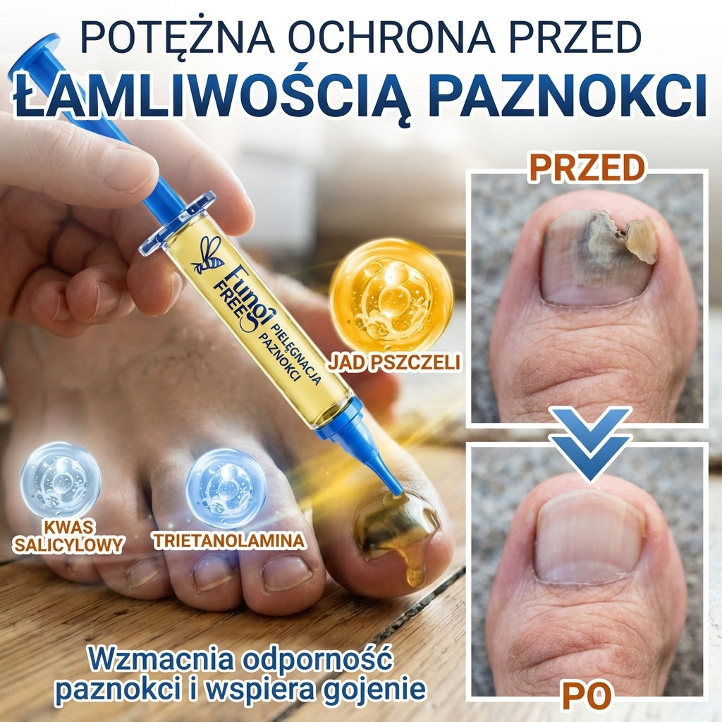 🇪🇺 Certyfikowany w UE 👩‍🔬 CareBreeze® Fungi Free – Intensywna Kuracja do Paznokci na Bazie Jadu Pszczelego 🥉