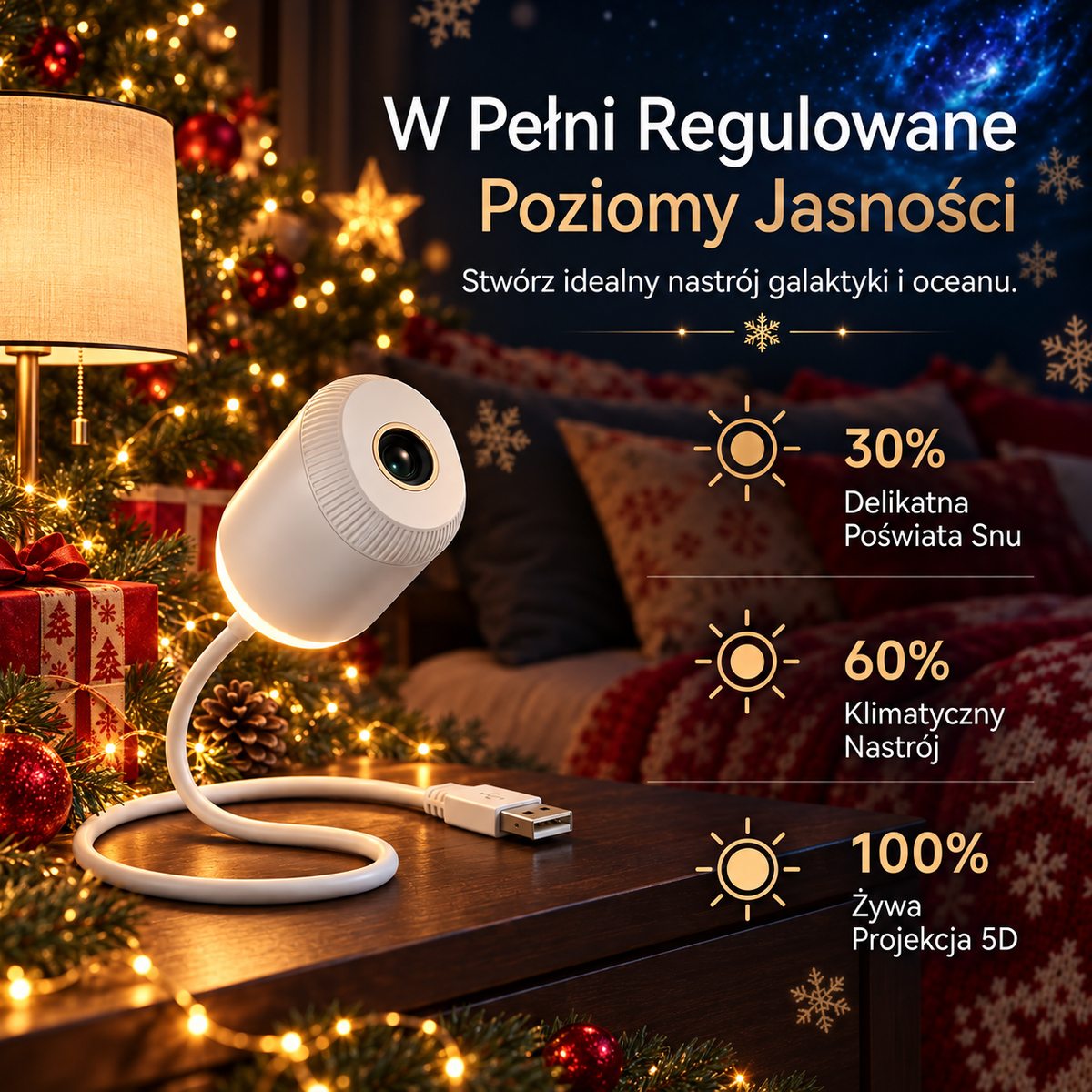 🎄 SCNDR® Projektor Świątecznego Światła Nocnego ✨🎅