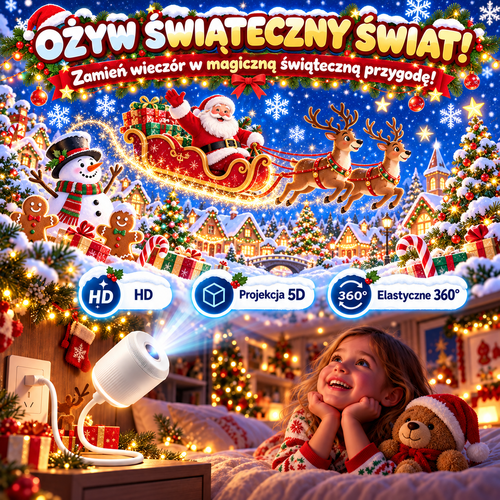 🎄 SCNDR® Projektor Świątecznego Światła Nocnego ✨🎅