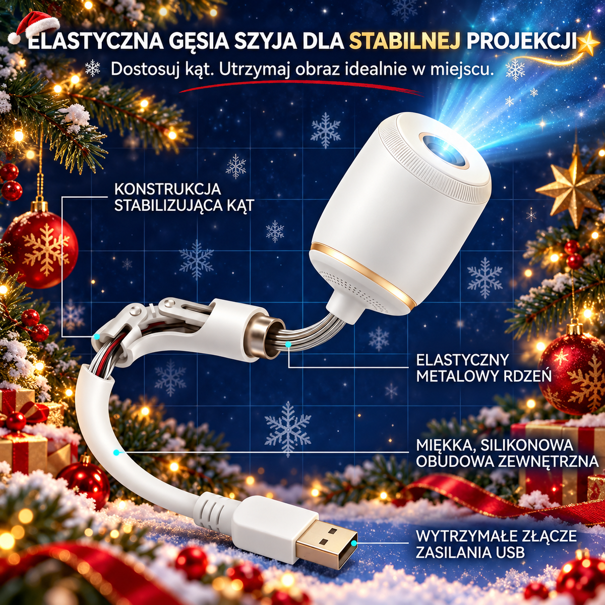 🎄 SCNDR® Projektor Świątecznego Światła Nocnego ✨🎅