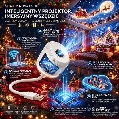 🎄 SCNDR® Projektor Świątecznego Światła Nocnego ✨🎅